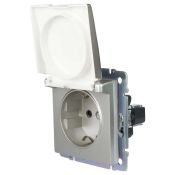 Штепсельная розетка встраиваемая WERKEL 16A 250V WL06-SKGSC-01-IP44  с/з, шторками и защитной крышкой / W1171206  серебряный