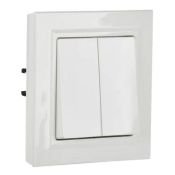Выключатель встраиваемый двухклавишный IEK BRITE BR-V20-0-10-K01-F ВСР10-2-0-БрБ в сборе белый