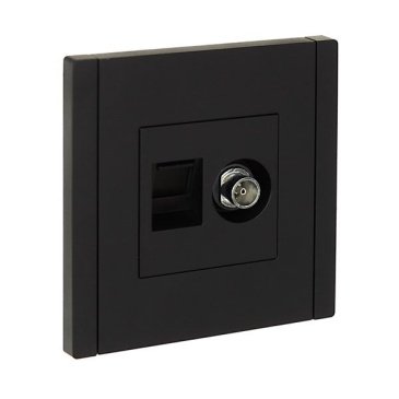 ТВ-розетка встраиваемая TV+RJ45 IEK FORTE&PIANO кат.6 FP137 черный FP-AK20-2-K02