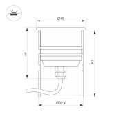 светильник   3W Белый теплый 047698 KT-AQUA-R45 12V IP68 круглый встраиваемый для фонтанов и бассейнов серебристый