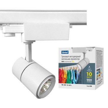 Трековый светильник трехфазный 10W Белый теплый ULB-T52-10W-3000K-H WHITE 24deg на шинопровод белый UL-00007491