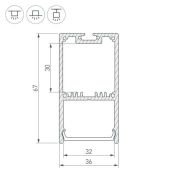 алюминиевый профиль S-LUX с экраном SL-LINE-3667-2500 BLACK+OPAL 027987