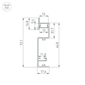 алюминиевый профиль PLINTUS-H73-F-2000 WHITE 043592