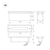 светильник   8W Белый теплый 024944  LTD-LINE-TILT-S210 220V IP67 прямоугольный встраиваемый серебристый