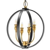 Люстра подвесная Lightstar без лампы 731247 CERO 4х40W E14 черный/золото