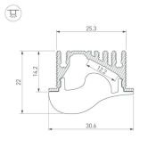 алюминиевый профиль с экраном ALU-ASYMETRIC-2000 ANOD+FROST LENS 019270