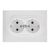 Штепсельная розетка встраиваемая двойная IEK SKANDY 16А SK-R24-16-K01-F SK-R07W с з/к с з/ш в сборе арктический белый