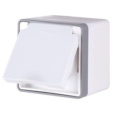 Штепсельная розетка накладная WERKEL GALLANT 16A 250V WL15-02-04 IP44 / W5071201 с/з, шторками и защитной крышкой белый