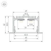 алюминиевый профиль S-LUX SL-LINIA62-F-2000 ANOD (BY) 059809