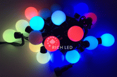 гирлянда фигурная  8W RGB, большие шарики,  RL-T7.5-50C-23B-B/RGB, черный провод 7.5 м., соединяемая, 220V, 50 Led, IP65, мерцание