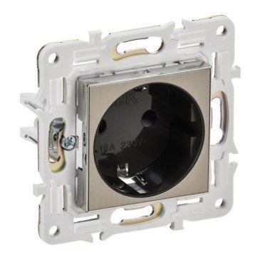 Штепсельная розетка встраиваемая IEK SKANDY 16А SK-R14-16-K50 SK-R04N с з/к без з/ш металл никел