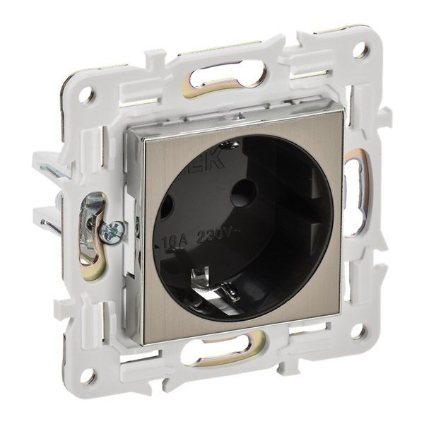 Штепсельная розетка встраиваемая IEK SKANDY 16А SK-R14-16-K50 SK-R04N с з/к без з/ш металл никел