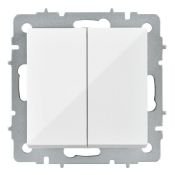 Выключатель встраиваемый двухклавишный перекрестный IEK BRITE BR-V23-0-10-K01 ВС10-2-3-БрБ белый