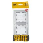 Рамка пластик 2 поста IEK BRITE BR-M22-K47 РУ-2-БрА алюминий