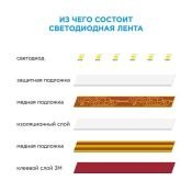 Светодиодная лента  Белый теплый 3528 12V  4.8W/m 60Led/метр герм (силикон) 00-09 Стандарт IP65