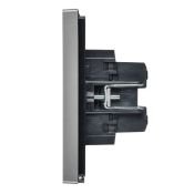 Выключатель встраиваемый двухклавишный перекрестный IEK FORTE&PIANO 10А FP509 сталь FP-V23-0-10-1-K46