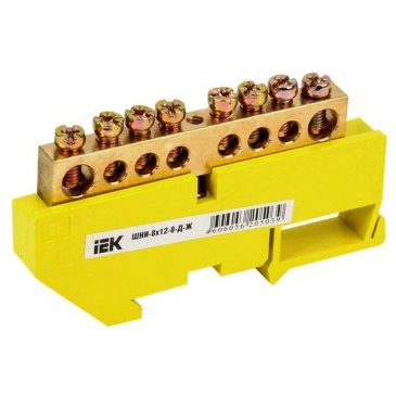 Шина PE "земля" на DIN-изол ШНИ-8х12-8-Д-Ж YNN10-812-8D-K05 IEK