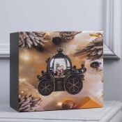 фигурка  светодиодная  «Карета с Дедом Морозом», 20х18.5х11 см, пластик, USB, батарейки ААх3, свечение тёплое белое