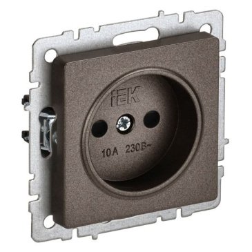 Штепсельная розетка встраиваемая IEK BRITE 10А BR-R13-10-K45 РСш10-2-БрТБ без з/к с з/ш бронза