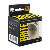 Штепсельная розетка встраиваемая IEK BRITE 16А BR-R14-16-U21-D21-K10 РЮш10-1-БрКр с з/к и шторками с USB A+A 2,1А бежевый