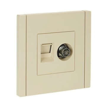 ТВ-розетка встраиваемая TV+RJ45 IEK FORTE&PIANO кат.5E FP436 ваниль FP-AK20-1-K10