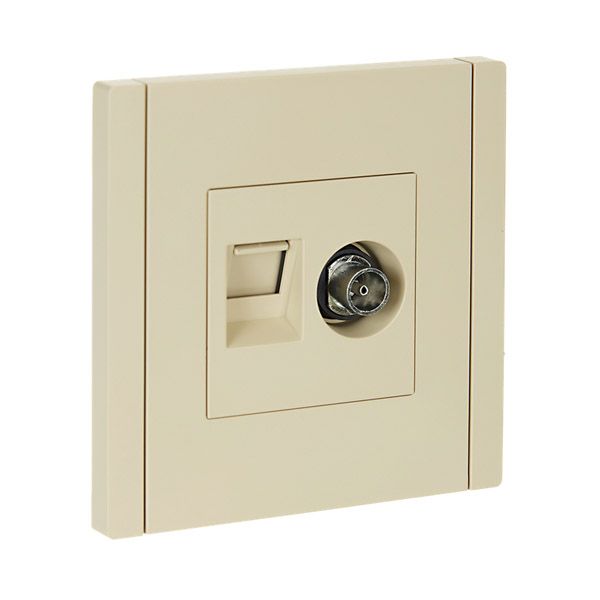 ТВ-розетка встраиваемая TV+RJ45 IEK FORTE&PIANO кат.5E FP436 ваниль FP-AK20-1-K10