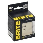 Розетка встраиваемая USB IEK BRITE A+C 45Вт BR-U22-045-K10 РЮ11-2-БрКр бежевый