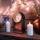 фигурка  светодиодная 5W Белый теплый камин "Старинные часы", 511-020, 3Led, 2хC, черный корпус, с эффектом живого огня, IP20