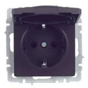 Штепсельная розетка встраиваемая IEK BRITE 16А BR-R16-16-44-K02 РСбш10-3-44-БрЧ с з/к и шторками с крышкой черный IP44