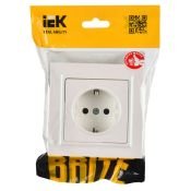 Штепсельная розетка встраиваемая IEK BRITE 16А BR-R14-16-K36-F РСР14-1-0-БрЖ с з/к и шторками в сборе жемчуг