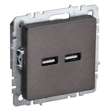 Розетка встраиваемая USB IEK BRITE A+A 3,1А BR-U21-D31-K45 РЮ10-1-БрТБ бронза