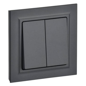 Выключатель встраиваемый двухклавишный IEK BRITE BR-V20-0-10-K53-F ВСР10-2-0-БрГ в сборе графит
