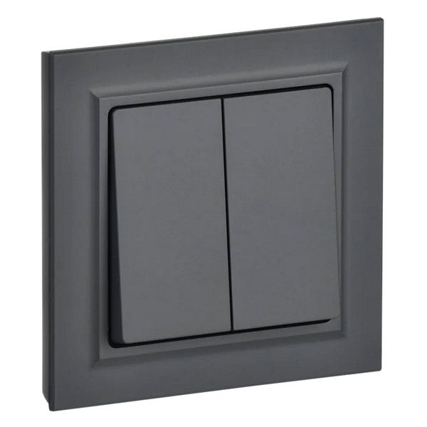 Выключатель встраиваемый двухклавишный IEK BRITE BR-V20-0-10-K53-F ВСР10-2-0-БрГ в сборе графит