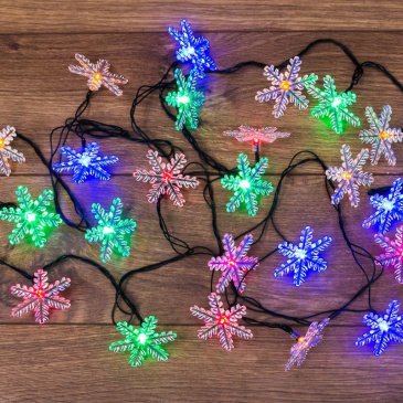 гирлянда фигурная  4W Снежинки RGB 303-065, 30 LED МУЛЬТИКОЛОР, 4,4 метра с контроллером