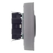 Штепсельная розетка встраиваемая двойная IEK BRITE 16А BR-R24-16-K46-F РСш12-3-БрС с з/к и шторками в сборе сталь