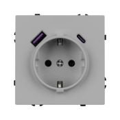 Штепсельная розетка встраиваемая Arlight SCT-NOBE-MUAC-SFPL-IS 16А 059445 с/з и USB тип A+C никель