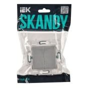 Выключатель встраиваемый двухклавишный перекрестный IEK SKANDY SK-V23-0-10-K23 SK-V06S серебряный
