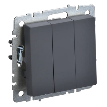 Выключатель встраиваемый трехклавишный IEK BRITE BR-V30-0-10-K53 ВС10-3-0-БрГ графит