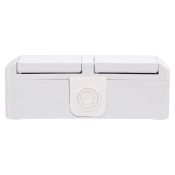 Блок горизонтальный 2 розетки INDUSTRIAL KR-78-0805 с/з белый IP54 KRANZ