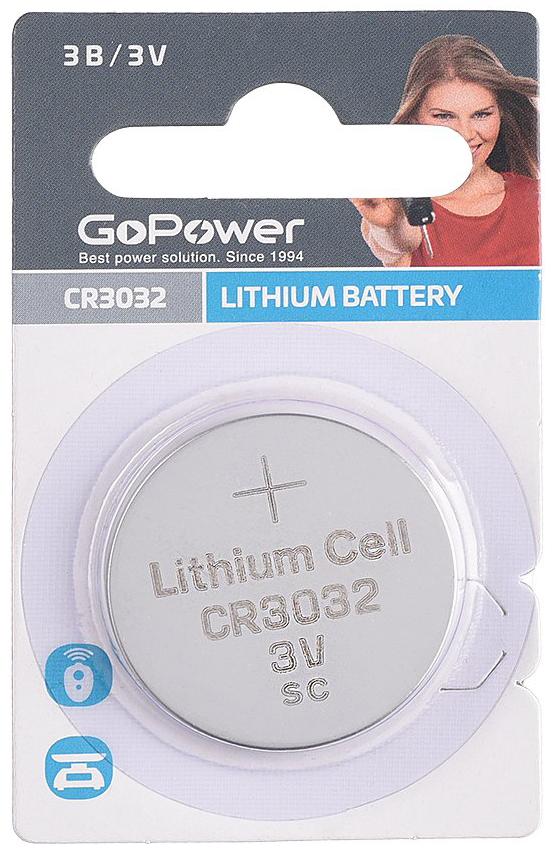Батарейка 3V CR3032 BL1 Lithium GoPower