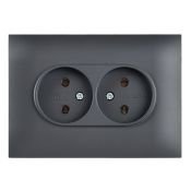 Штепсельная розетка встраиваемая двойная IEK SKANDY 10А SK-R20-10-K48-F SK-R10T без з/к без шторок в сборе титан