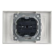 Штепсельная розетка встраиваемая двойная IEK BRITE 10А BR-R20-10-K91-F РС12-2-БрАБ без з/к без шторок в сборе белый