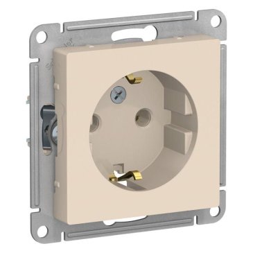 Штепсельная розетка встраиваемая ATLASDESIGN 16A 250V ATN000243 с/з бежевый
