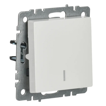Выключатель встраиваемый одноклавишный с подсветкой IEK BRITE BR-V10-1-10-K01 ВС10-1-1-БрБ белый