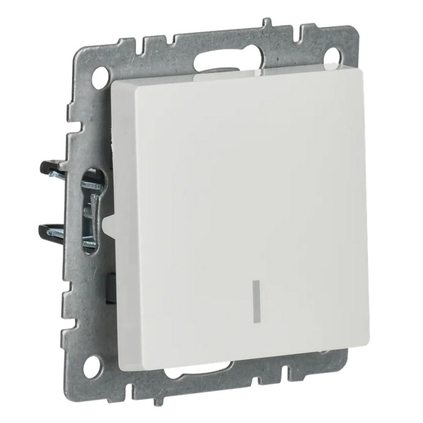 Выключатель встраиваемый одноклавишный с подсветкой IEK BRITE BR-V10-1-10-K01 ВС10-1-1-БрБ белый