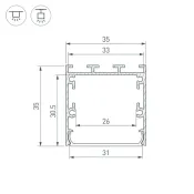 алюминиевый профиль S-LUX LINE-S-3535-2000 WHITE 041834