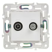 Розетка встраиваемая комбинированная IEK SKANDY SK-AF20-O-K01 SK-A13W TV+SAT арктический белый
