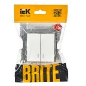 Выключатель встраиваемый двухклавишный с подсветкой IEK BRITE BR-V20-1-10-K01 ВС10-2-1-БрБ белый