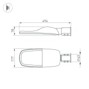 светодиодный светильник Белый дневной  40W 053870 OXOR-TURI-494х177 IP66 серый консольный