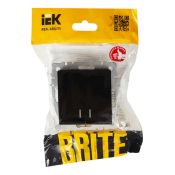 Выключатель встраиваемый двухклавишный с подсветкой IEK BRITE BR-V20-1-10-K02 ВС10-2-1-БрЧ черный